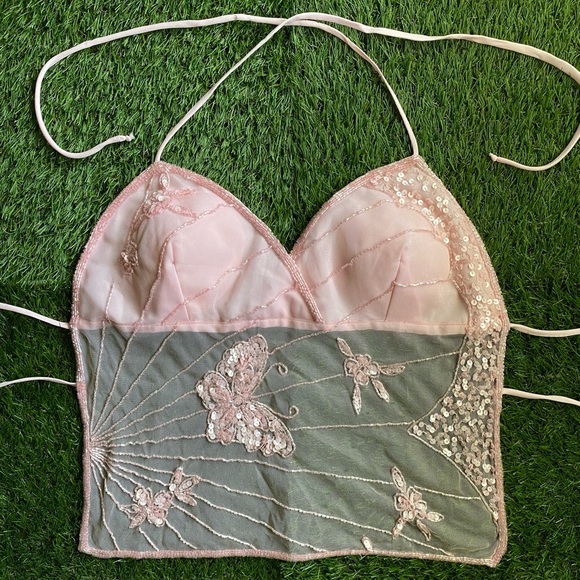 mandee Tops - Pink Y2K halter top